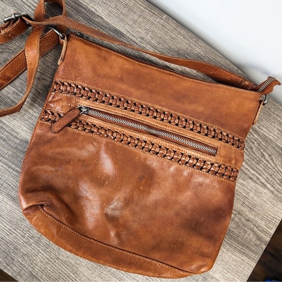 Vilenca Holland Leather Woven Shoulder Bag Adjustable Strap Tote - Picture 4 of 7